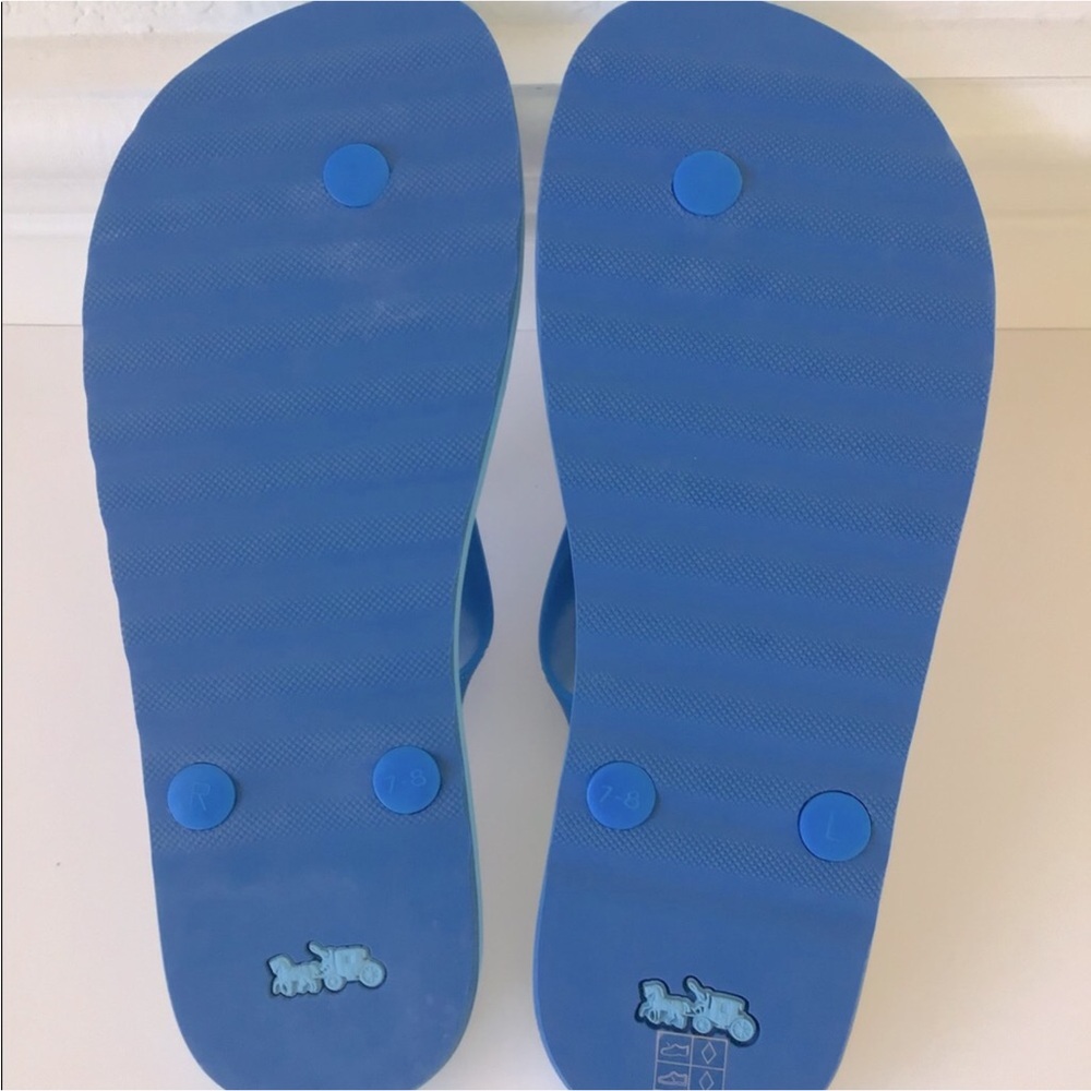 Coach NEW Zak Signature Vibrant Blue and Yellow Flip Flops Sandals-NWT InPackage - Picture 5 of 12